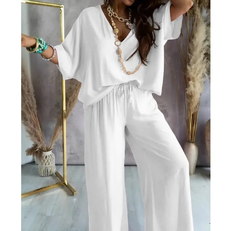 2024 V neck Bat Sleeve and Long Pant