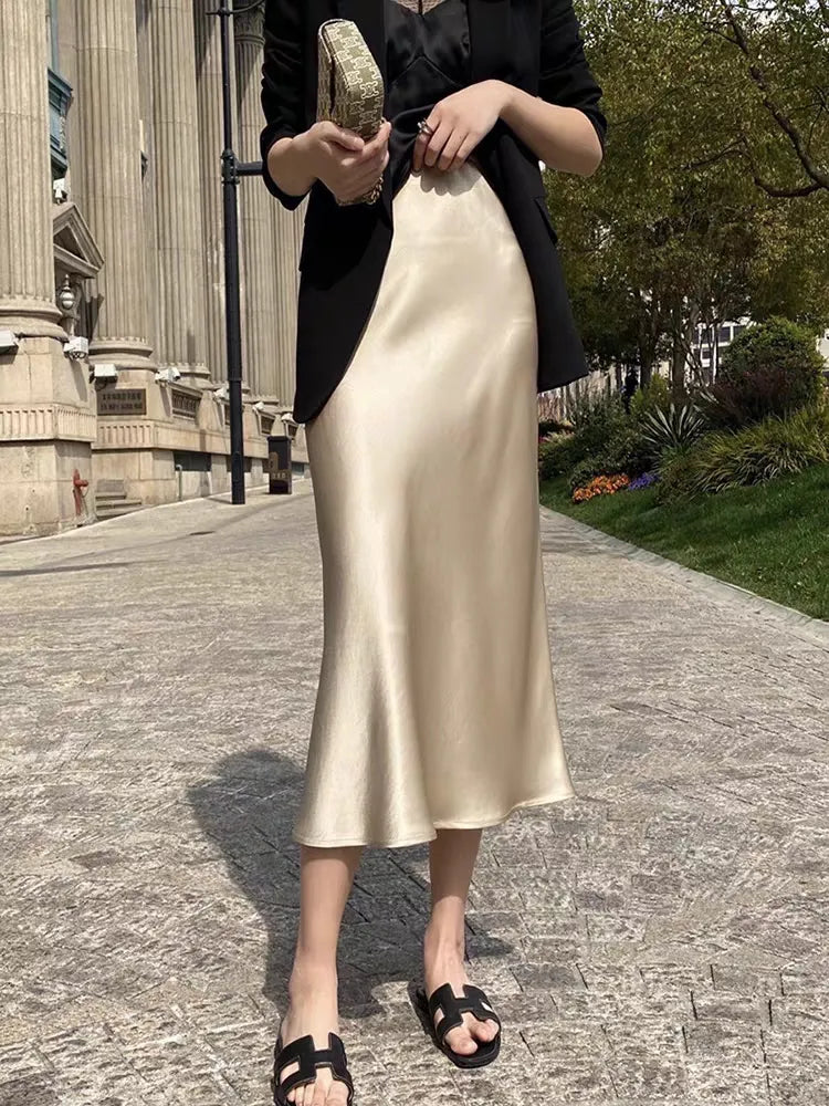 New Style Silk Satin Skirts for Women