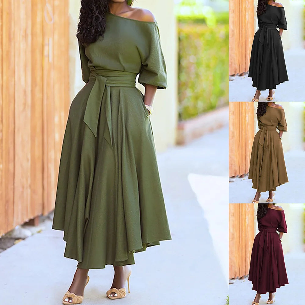 Elegant Women's Fashion Retro Long Dress