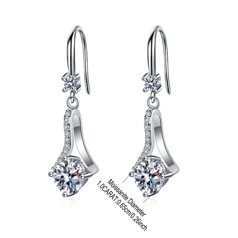 925 Sterling Silver 1 Carat Moissanite Diamonds Humanoid Earrings