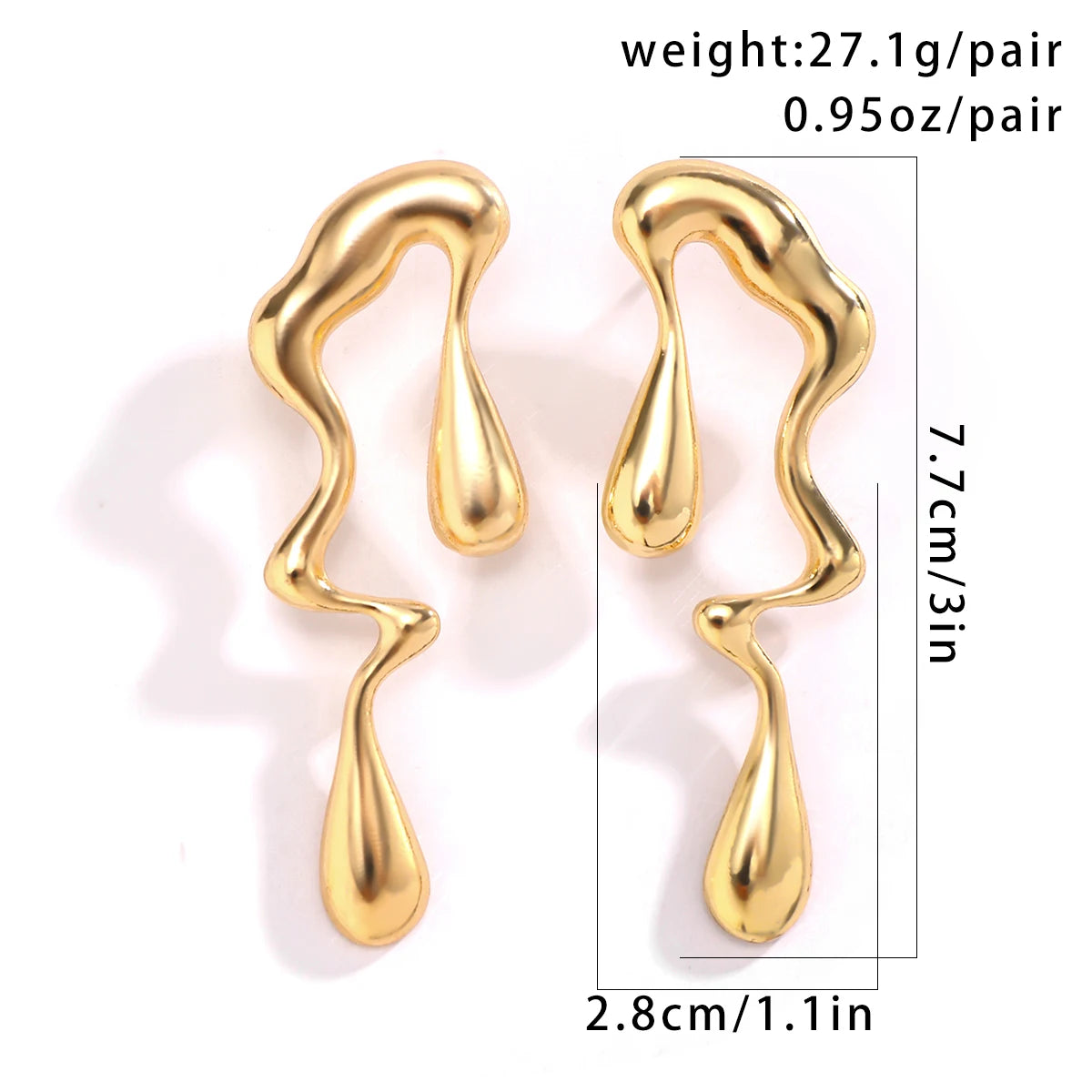 Creative Metal Irregular Water Drops Stud Earrings