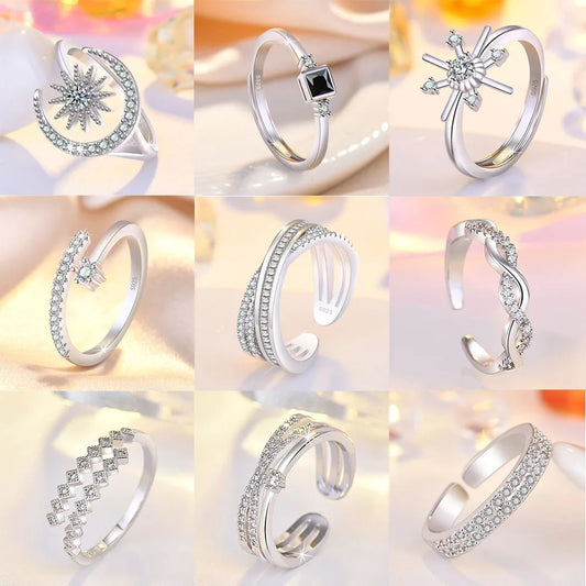 New 925 Sterling Silver Ring AAA Zircon adjustable Size Rings For Women