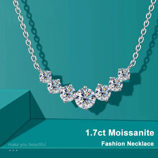 Moissanite Necklace For Woman Wedding Fine Jewely With Certificates 925 Sterling Sliver Plated 18k White Gold Necklace