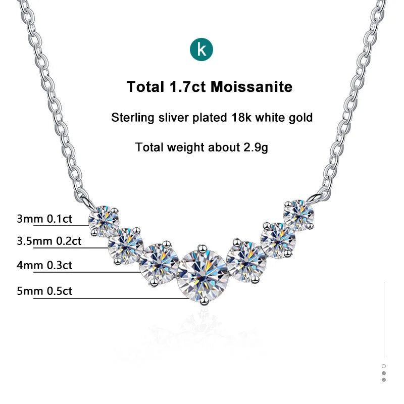 Moissanite Necklace For Woman Wedding Fine Jewely With Certificates 925 Sterling Sliver Plated 18k White Gold Necklace