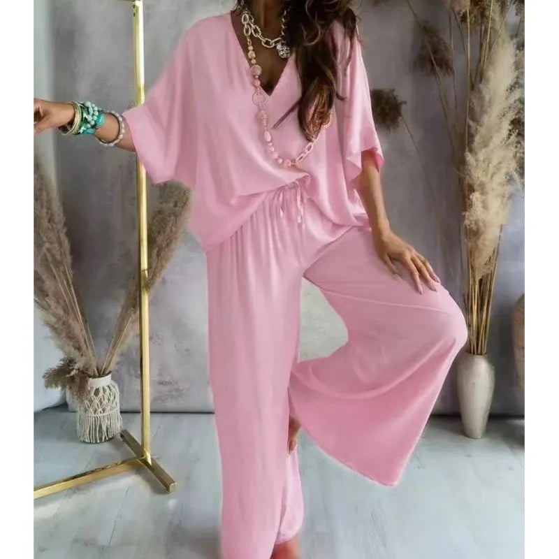 2024 V neck Bat Sleeve and Long Pant