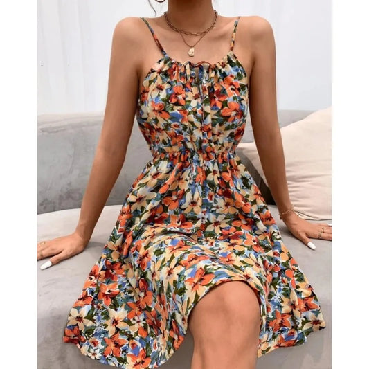 New Fashion Floral Print Short Dress