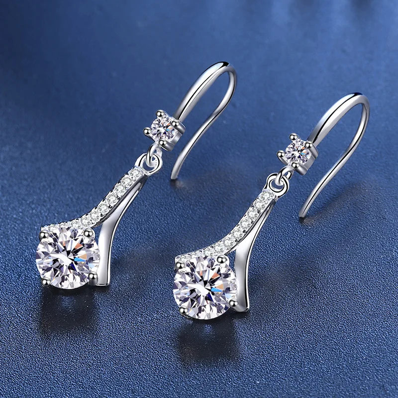 925 Sterling Silver 1 Carat Moissanite Diamonds Humanoid Earrings