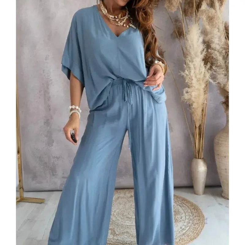 2024 V neck Bat Sleeve and Long Pant