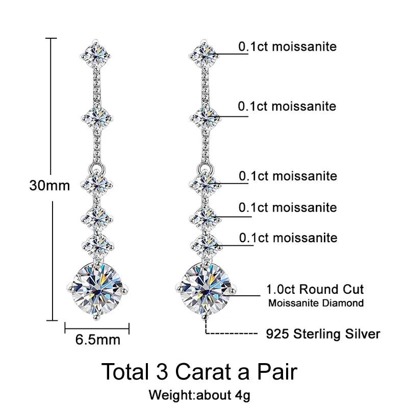 Moissanite Dangle Earrings For Women