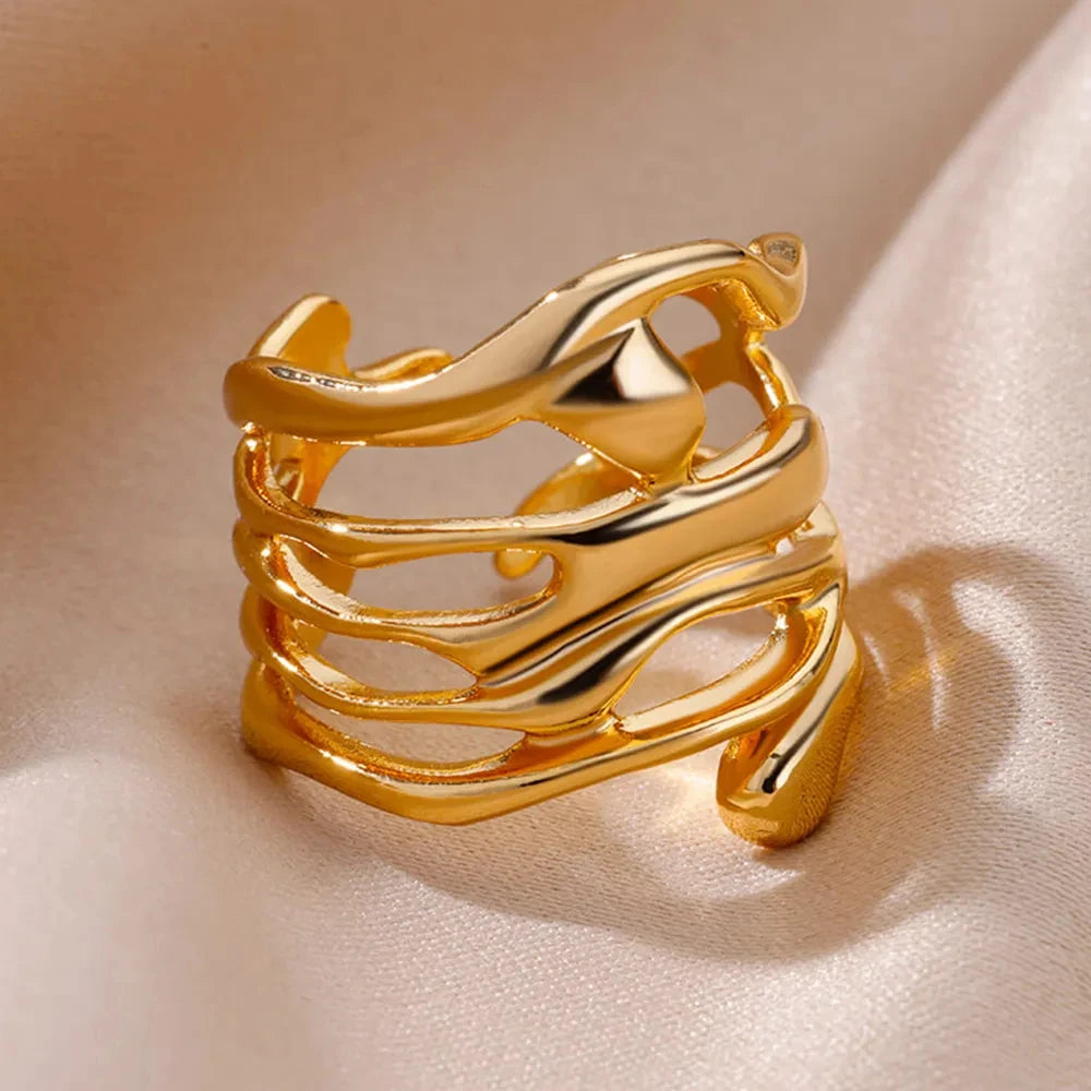 Stainless Steel Rings For Women Men Gold Color