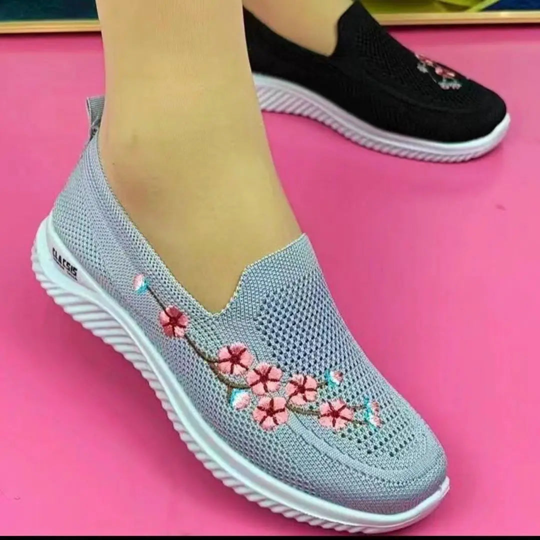 Women Sneakers Mesh Breathable Floral Comfort